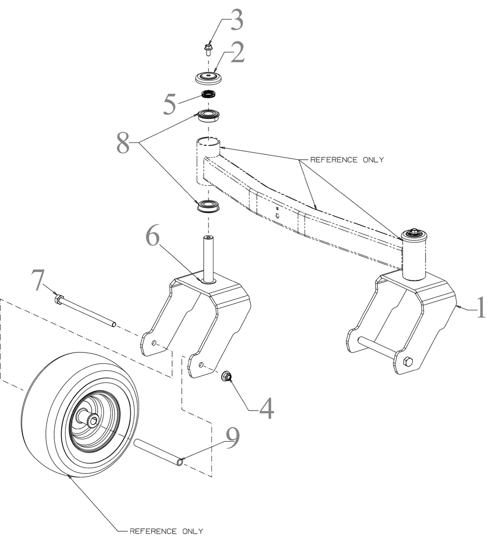 Front Caster Diagram and Parts List for ZT2-60KH (17ASEAC5A10)(2022) Cub Cadet Lawn Tractor